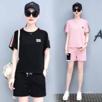 运动套装女夏2020新款时尚大码宽松短袖短裤跑步服舒适休闲两件套