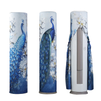 京城派 空调罩圆形柜机防尘罩保护套格力美的奥克斯海尔开机不取大3p圆柱立式圆柜机罩 7601蓝孔雀 185*40cm