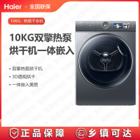 海尔(Haier)干衣机HGY100-F386U1一体嵌入10kg 双擎热泵 空气洗 3D透视烘干 空净级过滤 极夜灰