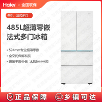 海尔(Haier)冰箱485L法式双开BCD-485WGHFD1BWLU1四门零嵌入式594mm超薄家用风冷无霜电冰箱