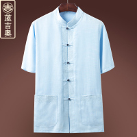 中老年人唐装男夏季短袖上衣复古爸爸爷爷老人衣服中式中国风男装