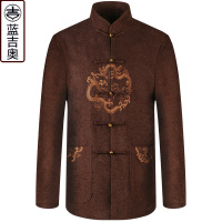 中老年唐装男春季长袖上衣男装中山装爸爸爷爷老人衣服中国风春装