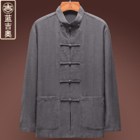 中老年人唐装男春秋长袖上衣中式男装中山装老人衣服装中国风外套