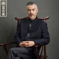中老年唐装男羊毛呢大衣爸爸爷爷老人衣服装中式中山装中国风外套