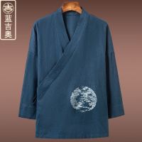 中老年人唐装男春秋长袖上衣中式男装古装禅服汉服改良中国风外套