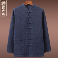 中老年人男士唐装春秋季长袖上衣中式男装爸爸爷爷衣服中国风外套