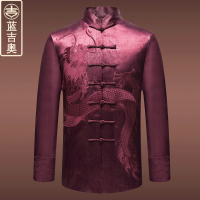 中老年人唐装男冬季棉袄中山装华服结婚礼服中式男装古装盘扣上衣中年爸爸爷爷寿星老人过寿生日衣服装中国风冬装棉衣外套