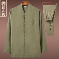 中老年人唐装男春秋长袖套装中式男装爸爸爷爷老人衣服中国风上衣