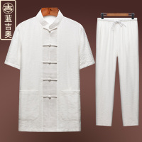 中老年人唐装男夏季短袖套装中式男装中年爸爸老人衣服中国风上衣