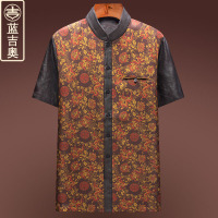 重磅香云纱唐装男装夏季短袖真丝桑蚕丝绸套装喝茶服居士服中国风