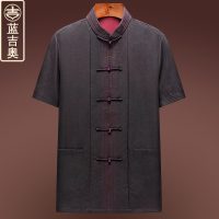 重磅香云纱唐装男夏季真丝桑蚕丝绸套装中式禅意男装中喝茶服国风