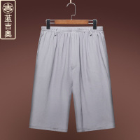 真丝裤子男夏季短裤五分裤桑蚕丝绸缎男裤中老年中国风运动休闲裤
