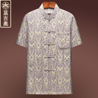 真丝唐装男夏季短袖桑蚕丝绸缎上衣中式男装佛系华服中国风上衣服