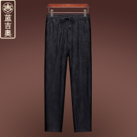 铜氨丝裤子男夏天薄款长裤松紧系绳男裤爸爸爷爷老人中国风休闲裤