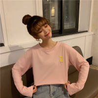 早秋2019新款韩版学生宽松休闲时尚百搭动物刺绣长袖T恤女潮