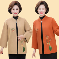 中老年女装短款毛衣外套气质夹克上衣40岁50中年妈妈秋装洋气开衫