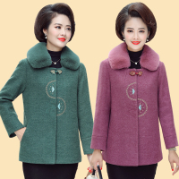 妈妈秋装外套时尚洋气呢子外衣2019新款40岁50中老年人毛呢上衣女