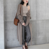 2019春季装新款韩版宽松中长款加厚慵懒风网红毛衣外套女针织开衫