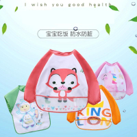 儿童防水罩衣宝宝吃饭罩衣围兜防水婴儿反穿衣春夏长袖儿童围裙
