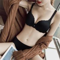 无钢圈文胸套装本命年内衣女小胸聚拢加厚无痕大红色结婚胸罩