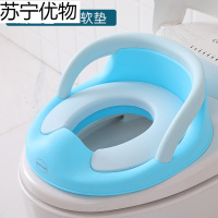大号婴儿童马桶圈坐便器女宝宝幼儿小孩男孩坐垫便盆盖梯女孩厕所 湖蓝色【全PU软垫】
