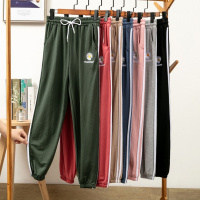 小皱菊运动裤子女春夏季学生新款2020潮韩版束脚裤九分宽松休闲裤