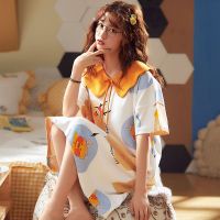 睡裙女夏季纯棉短袖加肥加大码少女孕妇200斤可穿宽松可爱睡衣女