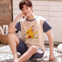 夏装睡衣男棉短袖套装夏季薄款卡通