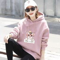 加绒保暖连帽卫衣女秋冬新款韩版超火慵懒风百搭显瘦上衣外套潮