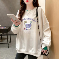 大码假两件200斤泫雅风长袖T恤卫衣女装宽松ins外套学生秋冬衣服