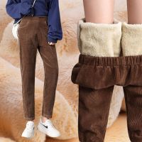 加绒加厚裤子女宽松显瘦老爹裤哈伦裤冬季萝卜裤长裤