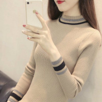 2020半高领毛衣女加厚秋冬新款修身显瘦套头针织打底衫女长袖内搭