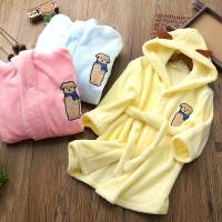 儿童睡袍法兰绒小孩宝宝婴儿男童加厚女童珊瑚绒睡衣秋冬四季浴袍