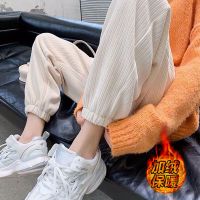 灯芯绒束脚裤女秋冬加绒加厚韩版高腰显瘦学生休闲运动裤子外穿潮