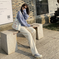 2021新款阔腿裤子女潮垂感高腰宽松显瘦运动休闲外穿