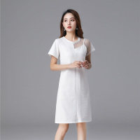 棉质网纱中长款连衣裙夏季女2021大码短袖吊带宽松显瘦遮肉T恤裙