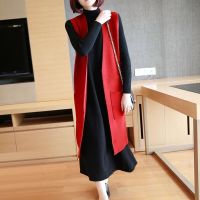 韩版春秋冬季长款修身款开衫毛呢子马甲无袖外搭气质时尚外搭坎肩