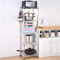 不锈钢厨房置物架家用落地多层收纳架省空间微波炉架烤箱储物架子