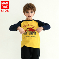 KIDS MAM&DAD儿童长袖T恤纯棉男女童打底衫上衣拼接长袖上衣童装
