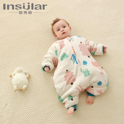 茵秀丽(insular)全棉保暖婴儿睡衣宝宝防踢被秋冬季加厚儿童分腿睡袋