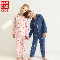 KIDS MAM&DAD秋冬纯棉儿童家居服套装秋冬男女童睡衣套装女宝宝睡袍