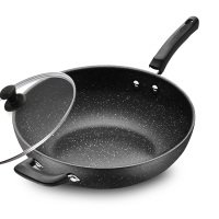 夏豹麦饭石不粘锅炒锅平底炒菜锅电磁炉燃气适用