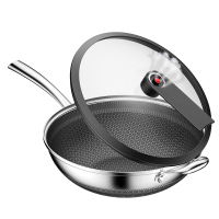 夏豹不粘锅无油316不锈钢炒锅电磁炉适用燃气灶专用炒菜无涂层