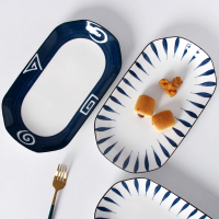 夏豹日式鱼盘2个装 风陶瓷网红餐具创意碟子套装新款蒸鱼盘子