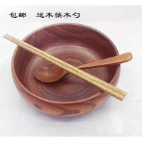 夏豹全国实木大号木碗盖码饭碗/菜碗/汤面碗送品大木勺鸡翅木筷