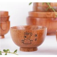 夏豹小木碗婴儿童木碗日式吃饭碗小号小碗幼儿隔热小孩实木宝宝