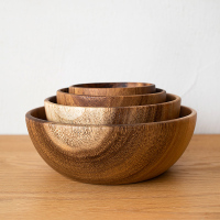 夏豹自然而然 日式实木水果碗沙拉碗整木大号木碟天然相思木碗