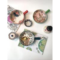 夏豹北欧陶瓷手柄碗创意个沙拉碗汤碗面碗早餐碗带把微波炉烤碗