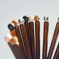 夏豹蓝莲花铁木木儿童筷子可爱宝宝小孩子木筷子箸实用防霉