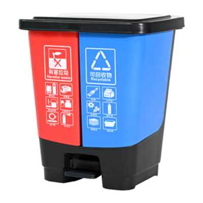 林剑翔 脚踏分类双格垃圾桶 LJX-C020商用连体双桶垃圾桶370*290*420mm
